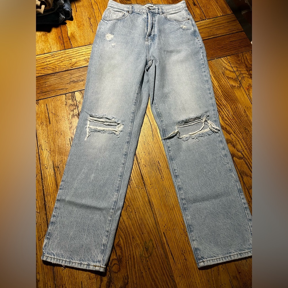 PacSun Light Blue Ripped Straight Leg Jeans